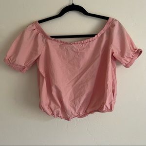 Madewell Off Shoulder Bubble Top Weathered Pink